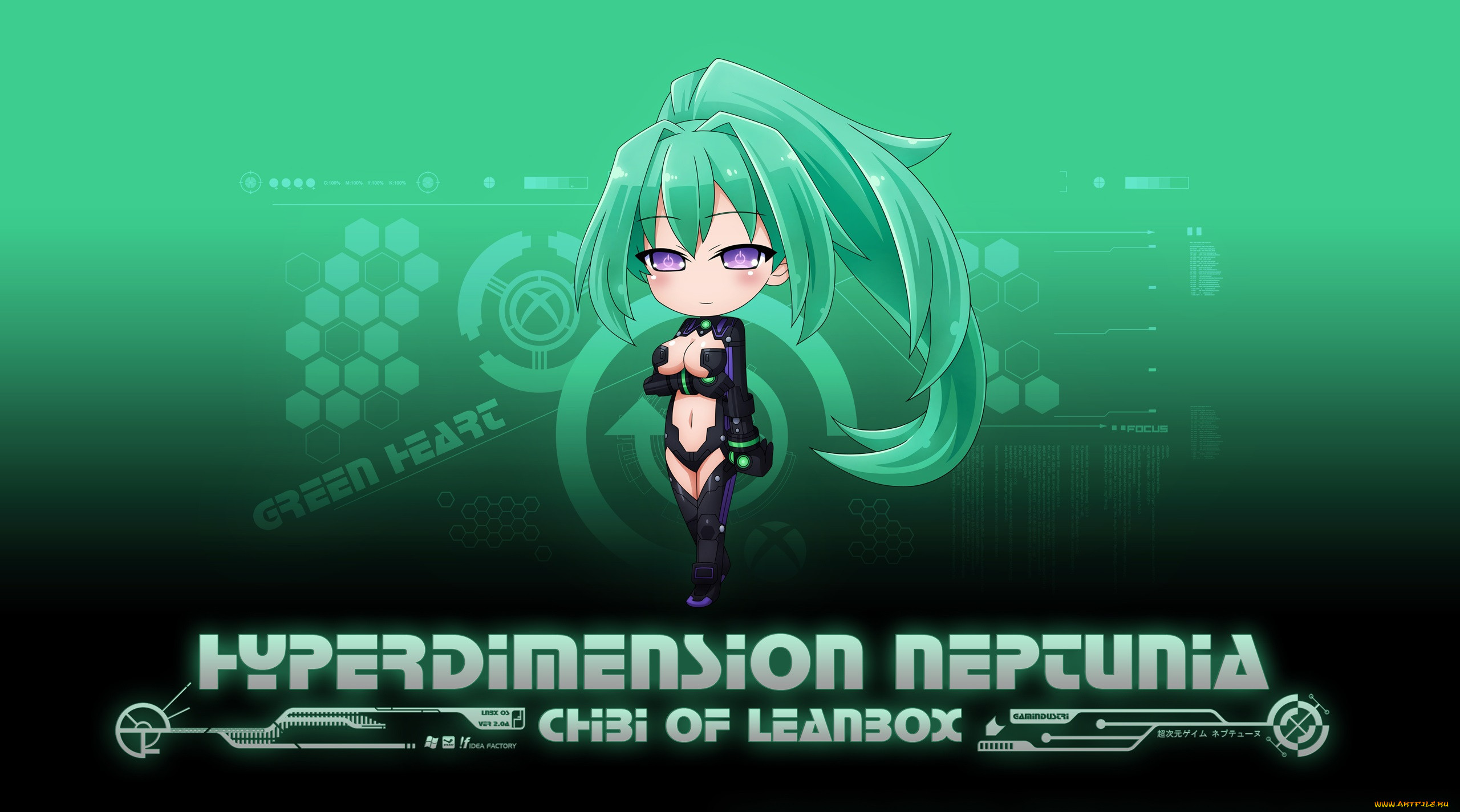 , hyperdimension neptunia, green, heart, , , , akiranyo, vert, hyperdimension, neptunia